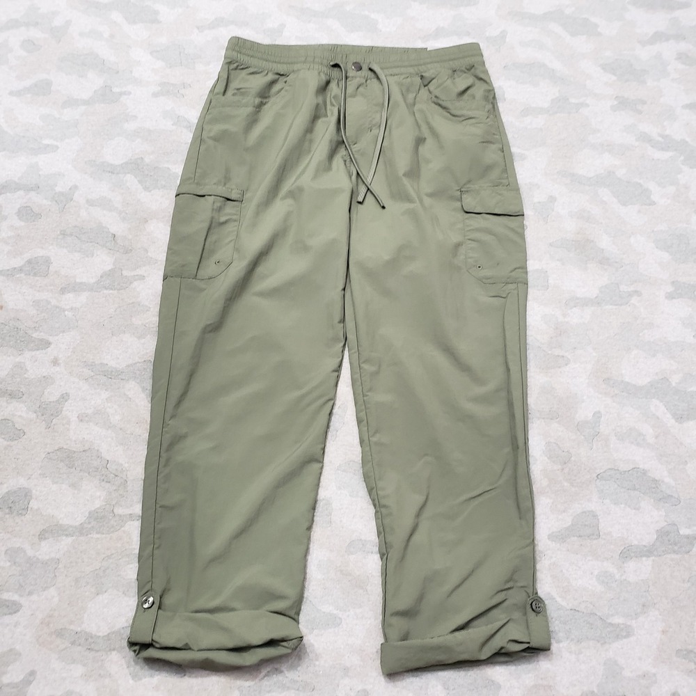 Columbia Pants Womens Medium Green Cargo Pockets Ankle Roll Tab